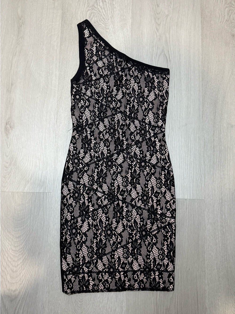 XOXO Black Lace One-Shoulder Sheath Dress
